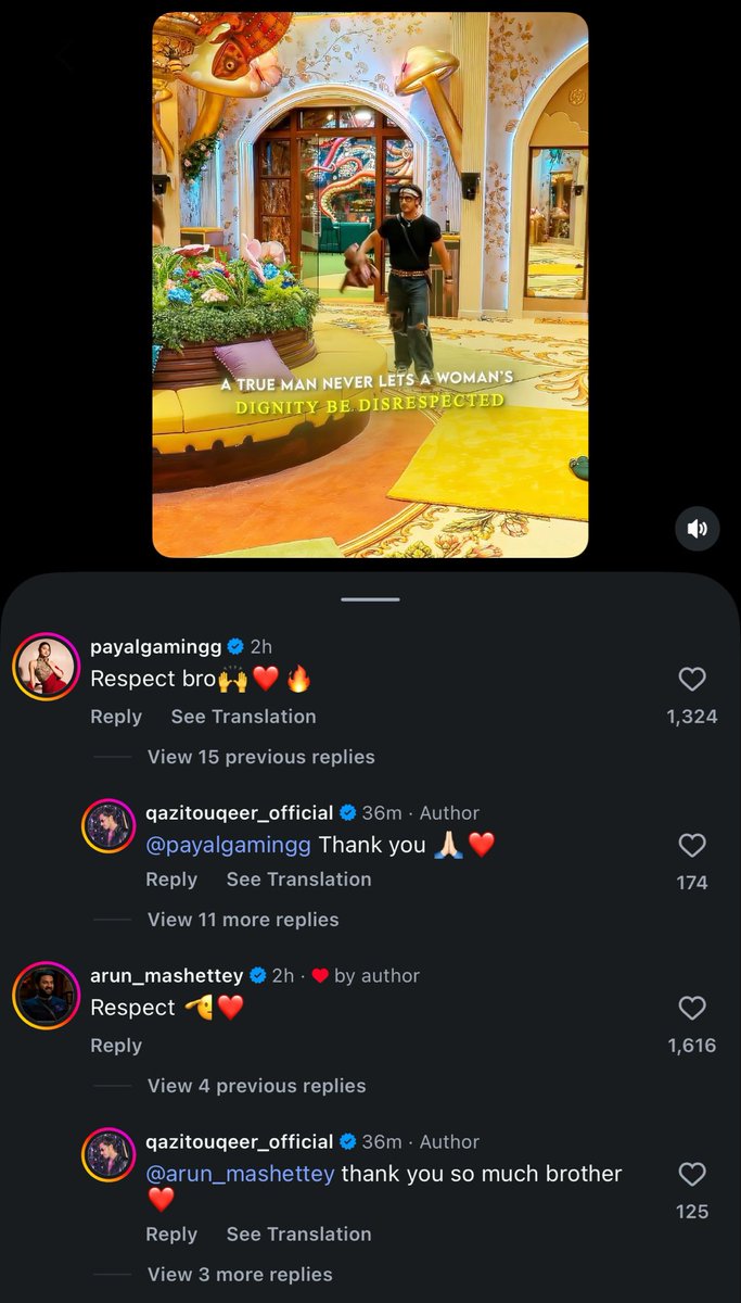 Boogeyman_101's tweet photo. liked by #munawarfaruqui who is one of the biggest content creator and payal gaming, arun mashetty who are from the same gaming community as #scoutOp, are appreciating #qazitouqeer for taking a right stand. 

#biggboss20 | #bb20 https://t.co/IO8LBUcwIG