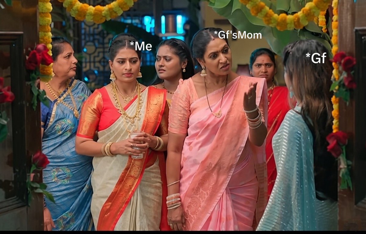 Emilia1430's tweet photo. Gf:So it was you who kidnaped my bf? what did she do Nikhil? why are you in a saree?

Gf'sMom:Your bf? No! she's Neha,she married our driver today go on Neha tell her!

Me:Ye..Yes Madam is right I'm Neha,
wife of your driver

Gf'sMom:See? now move aside it's her first night today https://t.co/oAgzxOLhxX