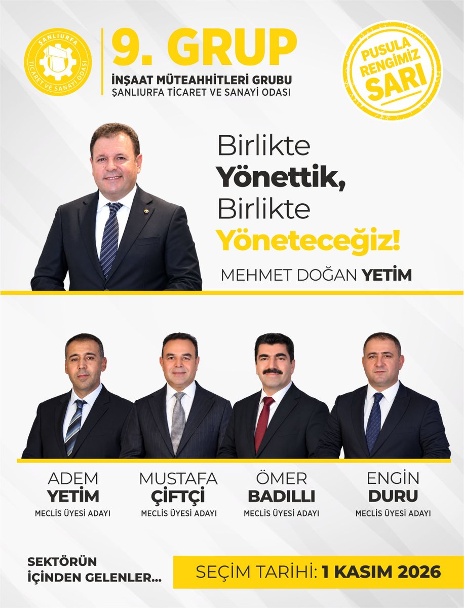 MEHMETAGAC_63's tweet photo. İnşaat sektörümüzün tüm kangrenleşmiş yapısal sorunlarına kalıcı çözüm için pusula rengimiz sarı olsun.
@mdoganyetim @ayetim03 @sanliurfatso https://t.co/BmqAEaCMBM