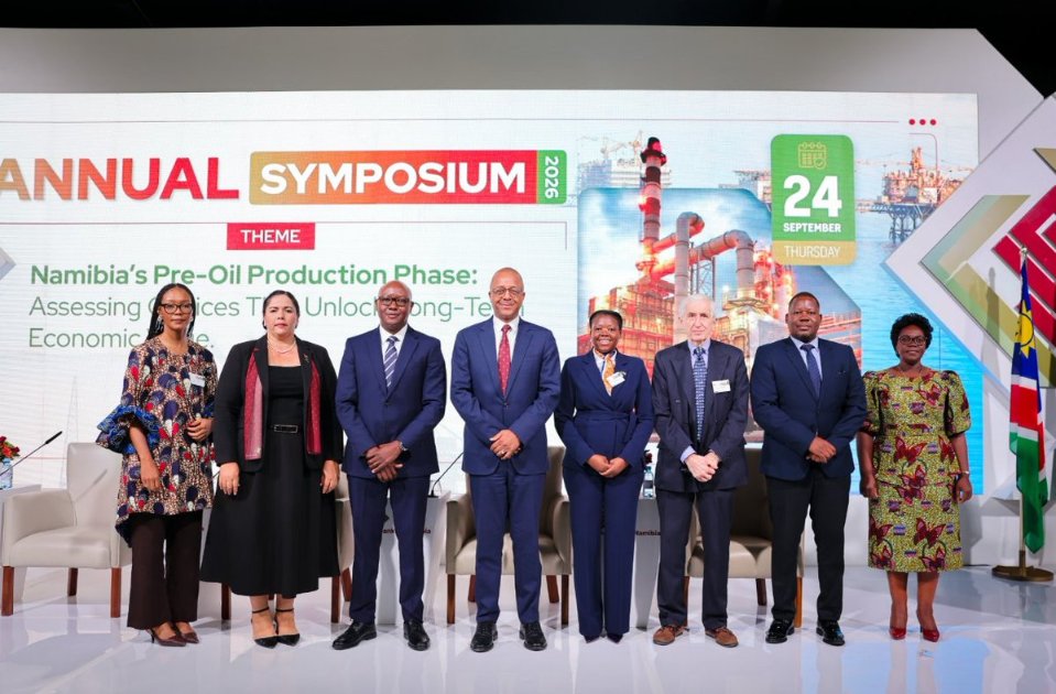 BankofNamibia's tweet photo. The Bank of Namibia yesterday hosted its 2026 Annual Symposium under the theme “Namibia’s Pre-Oil Production Phase: Assessing Choices That Unlock Long-Term Economic Value.” where it brought together policymakers, regulators, industry, academia and local and international experts together for a conversation on the choices Namibia must make before potential production begins.

Governor Mr Ebson Uanguta emphasised that the pre-production window presents an important opportunity to deliberately build the foundations for long-term value. He highlighted three priorities: strengthening domestic skills, expertise and entrepreneurship; building strong institutions and an effective regulatory framework; and creating meaningful linkages between the petroleum sector and the wider economy so that Namibian enterprises can progressively participate and compete.

The Symposium also examined the scale of the opportunity already emerging. Oil and gas attracted approximately N$74.4 billion in foreign direct investment between 2021 and 2025, representing about 56% of total FDI inflows, while exploration activities accounted for an average of about 30% of Gross Fixed Capital Formation between 2022 and 2025. Discussions nevertheless underscored that long-term value will depend on fit-for-purpose legislation, institutional capacity, disciplined revenue management, local participation, specialised skills, environmental safeguards and effective coordination.

#AnnualSymposium2026