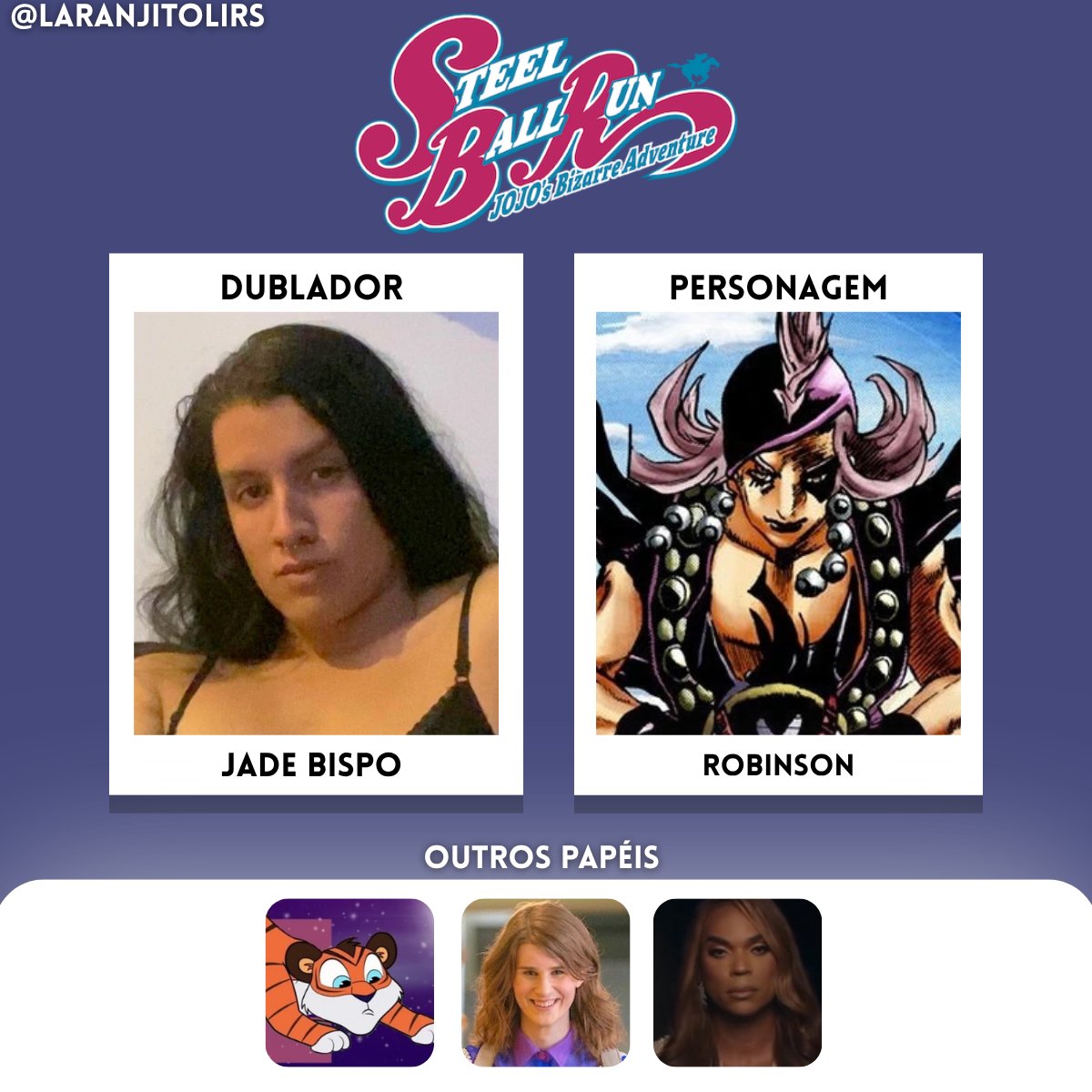 Guilirac's tweet photo. Dubladores Brasileiros Confirmados no ep 2 de Steel Ball Run 

#Steelballrun #JoJo https://t.co/IeDKqdiNfD