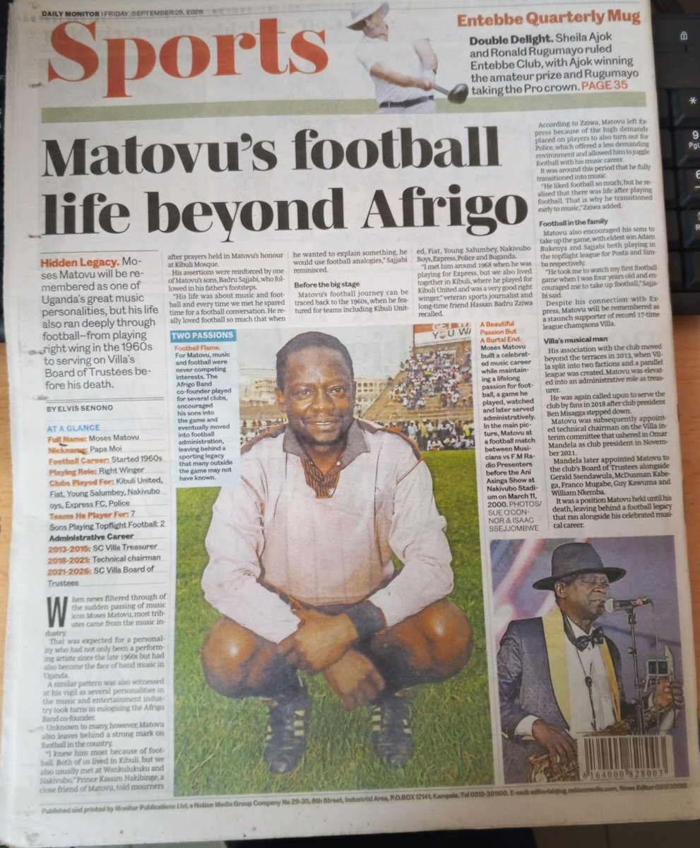 MAGEZIKIRIINJJU's tweet photo. "I knew him most because of football. Both of us lived in Kibuli, but we also usually met at Wankulukuku and Nakivubo."
Prince Kassim Nakibinge.
@DailyMonitor
#RIPMatovu https://t.co/IPhhjrmgL6