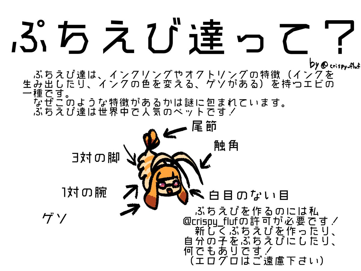 ZCSW_Official's tweet photo. エナストリ「一応、ぷちえび達についての解説を載せておく。何か設定などに困ったことがあれば、また主催に連絡してくれ。」 https://t.co/E2vpddzLK1