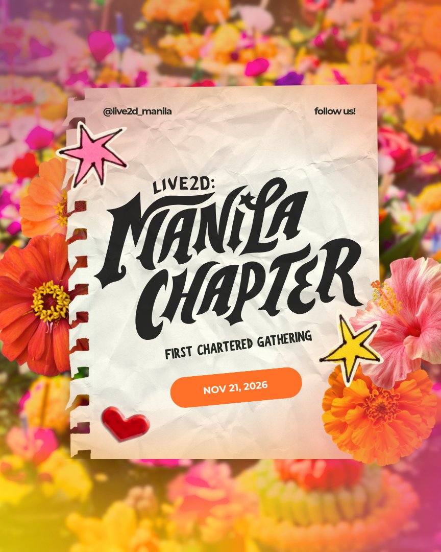 live2d_manila's tweet photo. We're happy to announce that our very first event will be happening on 𝗡𝗼𝘃. 𝟮𝟭, 2026

Local Live2D artists and riggers are invited to join us in getting to know one another and celebrating our shared craft 🤗

Follow us to stay tuned on future announcements 🌸

#Live2DManila https://t.co/0LBg0PcZpS