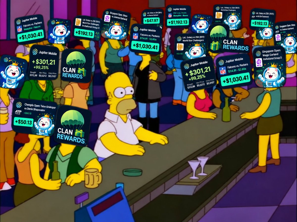 JUPCommunity's tweet photo. Homer watching all the clans cook while he’s still predicting solo 😭

Don’t do that to yourself. 90+ clans. 283 members.

Plenty of people to share calls with and climb the leaderboard together

Rewards are right around the corner. 👀 https://t.co/4gw2mm2DcI