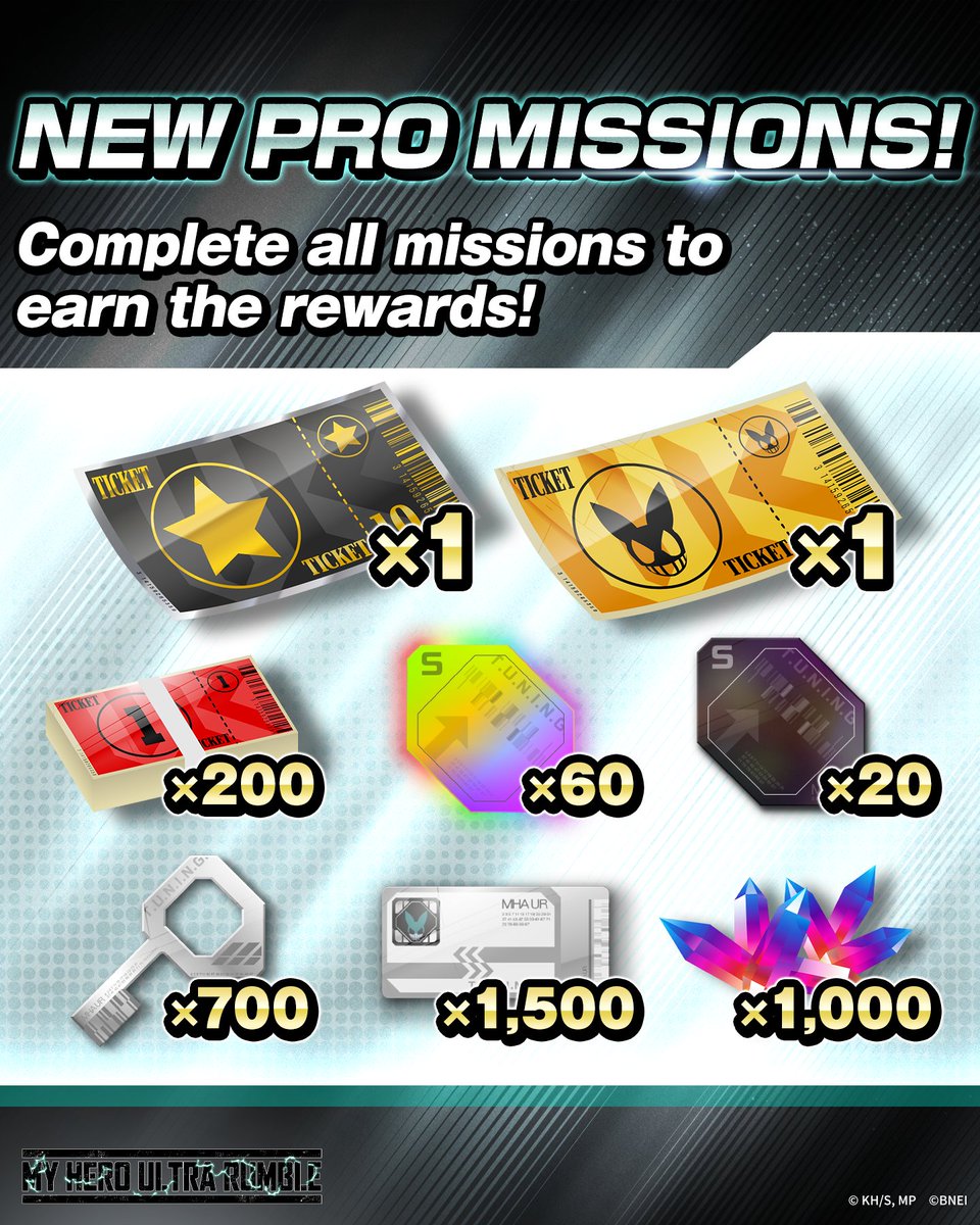 MyHeroUR's tweet photo. ◤▔▔▔▔▔▔▔▔▔▔▔▔▔▔◥
  Beyond The Beginner Missions
◣▁▁▁▁▁▁▁▁▁▁▁▁▁▁◢

From Season 19 onwards, clear all the Beginner Missions to unlock all-new Pro Missions!

By clearing Pro Missions, you can get Battle Style Tickets and other great rewards!

#MHUR https://t.co/FEDuxeWvIi