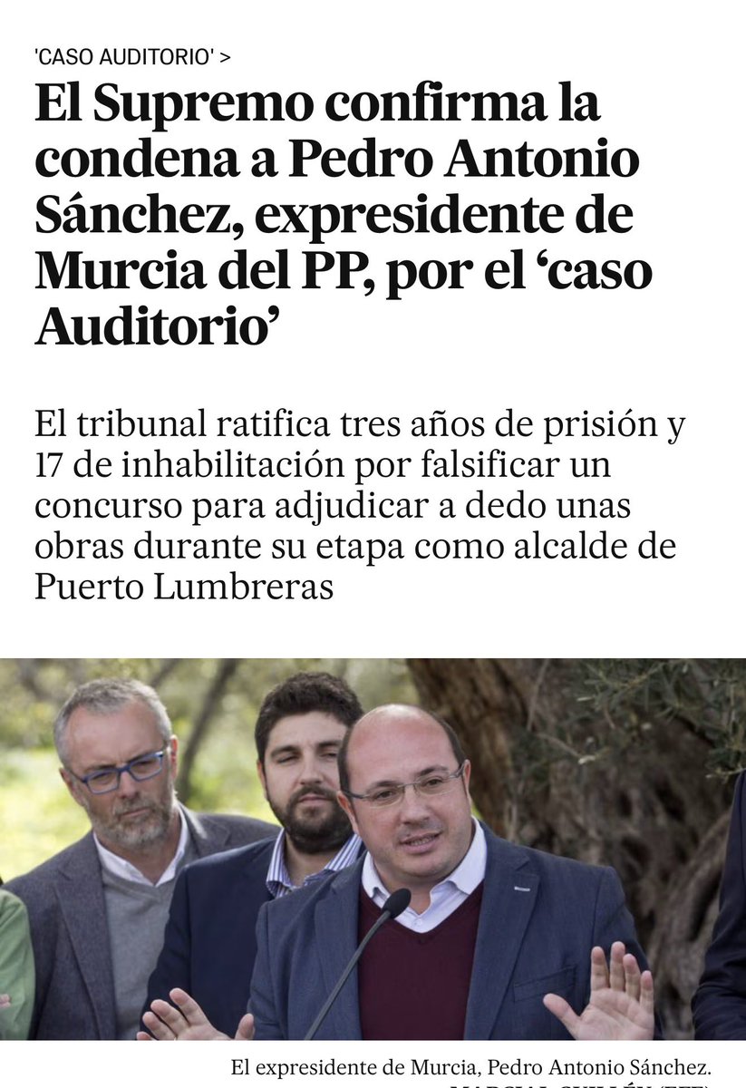 crispmarcote's tweet photo. Qué poquito se ha hablado de esto, no? van llegando las #CondenasDelPP y parece que muchos medios ni los nombran. 

Ana Rosa no lo ha contado en alguno de los 7 programas de su productora? 

El Supremo confirma 3 años de cárcel para el expresidente de Murcia Pedro Antonio Sánchez. https://t.co/BmTBsgZrSG