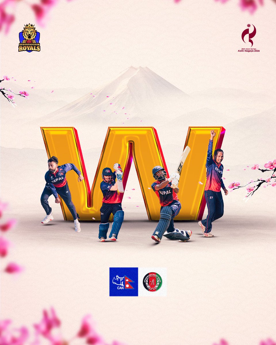 Suparoyals's tweet photo. A winning start in Japan. We get our Asian Games campaign underway with a 𝐖𝐈𝐍 against Afghanistan. 💪
#SudurpaschimRoyals #NEPvsAFG #AsianGames #SudurKoSaan #SBLNPL3 https://t.co/0UnvdprA6X