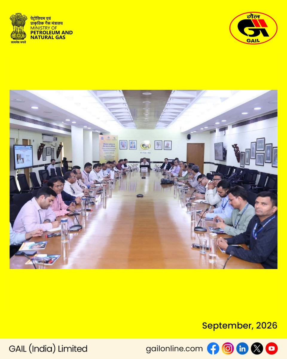 gailindia's tweet photo. In pursuance of the directives of the Central Vigilance Commission (CVC) for the observance of Preventive Vigilance Campaign 2026, being conducted from 16 August to 15 November 2026 under the theme “सत्यनिष्ठा से समृद्धि / Probity for Prosperity,” a Vigilance Awareness Session was organized at GAIL Training Institute (GTI), Noida on 22 September 2026. The session was addressed by Shri Nitin Kumar, Joint Secretary, CVC, and witnessed enthusiastic participation from GAIL Officers through both physical and virtual modes. The programme aimed at reinforcing the principles of preventive vigilance and strengthening vigilance mechanisms across the organization.

At the outset, Shri Rajnesh Singh, Chief Vigilance Officer (CVO), GAIL, highlighted the significance of the campaign theme in the present business environment. He underscored the pivotal role of Preventive Vigilance in promoting transparency, accountability, integrity, and ethical conduct across all organizational processes.

During his insightful address and presentation on Preventive Vigilance, Shri Nitin Kumar elaborated on the genesis, mandate, and evolving role of the Central Vigilance Commission in promoting integrity within public sector organizations. He emphasized the transformative role of Information Technology and digital governance tools in combating corruption, minimizing discretionary decision-making, enhancing transparency, and addressing potential conflicts of interest in vulnerable operational areas. He highlighted how technology-driven processes, automation, and system-based controls serve as effective enablers for strengthening organizational integrity and reducing opportunities for malpractices.

Shri Nitin Kumar further emphasized the necessity of identifying and addressing systemic deficiencies through continuous analysis of complaints, audit observations, surprise inspections, and system-generated red flags. He highlighted that effective preventive vigilance requires organizations to focus not only on detecting irregularities but also on rectifying process vulnerabilities and strengthening internal controls to prevent recurrence of such issues.

A key highlight of the programme was the inauguration and screening of three in-house Vigilance Case Study Videos developed by the Corporate Vigilance Department, GAIL. Based on practical business scenarios, these videos are designed to enhance awareness and facilitate better understanding of preventive vigilance concepts and their application in day-to-day decision-making.

The session also featured a presentation by Shri Rajiv Arora, General Manager (BIS), on “Digital Initiatives in GAIL” He showcased various digital interventions, technology-enabled systems, and innovative practices implemented within GAIL to enhance transparency, improve process efficiency, strengthen monitoring mechanisms, and promote ethical governance. The presentation demonstrated how digital transformation initiatives can serve as powerful tools in advancing the objectives of preventive vigilance and organizational excellence.
The session was concluded with Vote of thanks by Shri S D Sharma, CGM (Vigilance).

@HardeepSPuri @TheSureshGopi @neerajmittalias @Secretary_MoPNG @PetroleumMin @CMD_GAIL 

#GAILIndia #VigilanceAwareness #WahKyaEnergyHai #EnergizingPossibilities