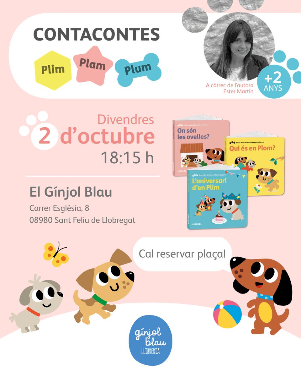EditorialCasals's tweet photo. Activitat Plim Plam Plum - Gínjol Blau
📆27 de setembre  
⏰12:30h   
📍Carrer Església, 8 08980 Sant Feliu de Llobregat, Barcelona

T'hi esperem!

https://t.co/ZAnbXWibBc https://t.co/YLzINUM2td