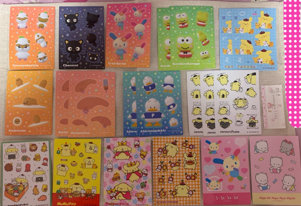 momoiro1102's tweet photo. 【交換】サンリオ 3D ステッカー ダイソー セリア 百均

【譲】画像1～
【求】画像最後から3枚の求で囲んでいる物→シナモロール、ポムポムプリン、マイスウィートピアノ、マロンクリーム

マロンクリーム以外は各1点求めてます。

検索からもよろしくお願いいたします。 https://t.co/sCTdjP8frP