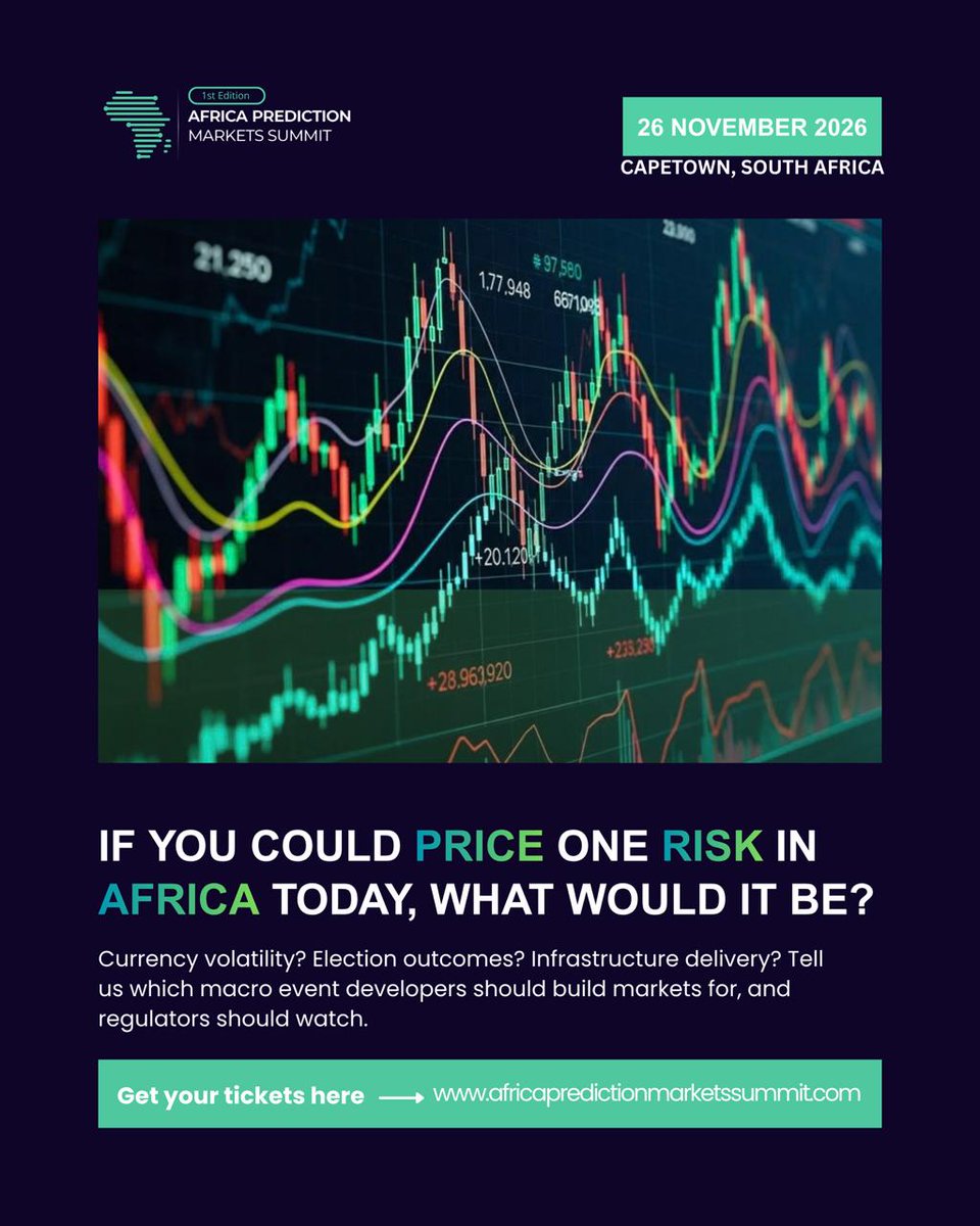 Africapms's tweet photo. Institutional capital requires certainty, but emerging markets are often defined by volatility. What if you could systematically price that risk in real time?

IF YOU COULD PRICE ONE MACRO RISK IN AFRICA TODAY, WHAT WOULD IT BE? https://t.co/BxaAyEFbUE