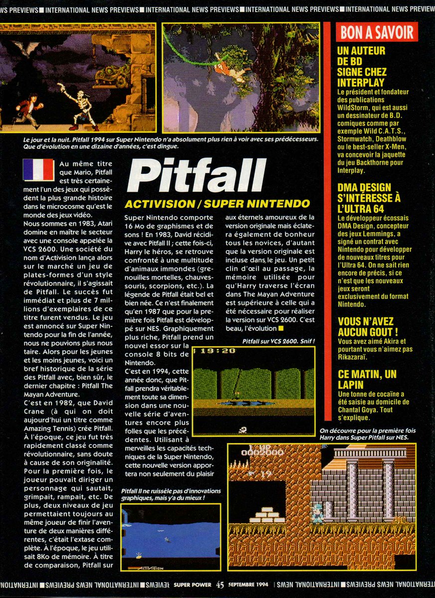 AllmightoFranky's tweet photo. Dernière page du dossier #DKC sur #Snes et on apsse à la rubrique "News/Previews" avec #MickeyMania,#Pitfall et #DBZ3 en approche sur #Supernes! 4/5 https://t.co/SjIlWoscYB