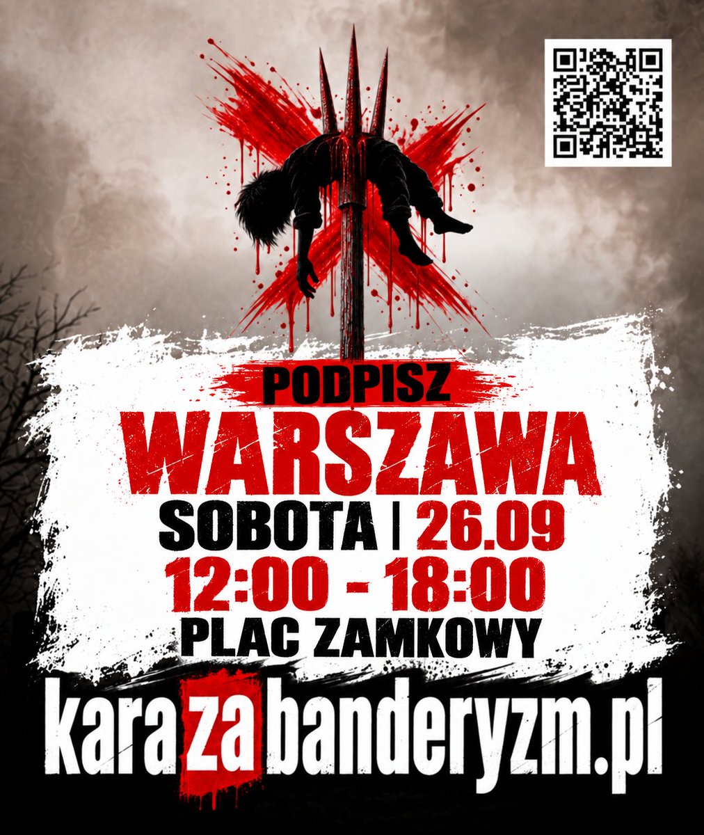 RBakiewicz's tweet photo. Podpisz #KaraZaBanderyzm w Warszawie! 

Już w sobotę 26.09 na Placu Zamkowym w okolicy wieży widokowej.

Czekamy na Was od 12:00 do 18:00!

Musimy działać. W Polsce nie ma miejsca na ukraińskich zbrodniarzy. https://t.co/vFEACHpwTb
