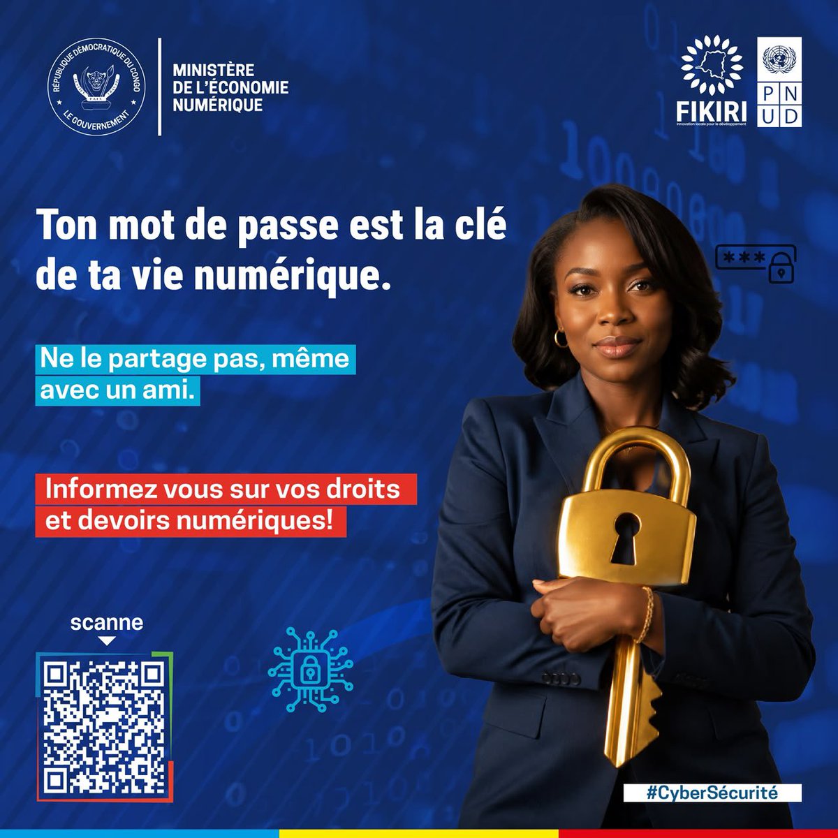 OlgaKavira's tweet photo. #TechNabiso
Ton mot de passe est l’une des clés de ta vie #numérique.
Il protège tes comptes, tes conversations, tes fichiers et parfois ton argent.
Ne le partage pas, même avec un proche.
@PNUDRDC @econonumerique Numérique
#CyberSécurité #CVCN2026 #RDCPASS https://t.co/iJppxRCymc