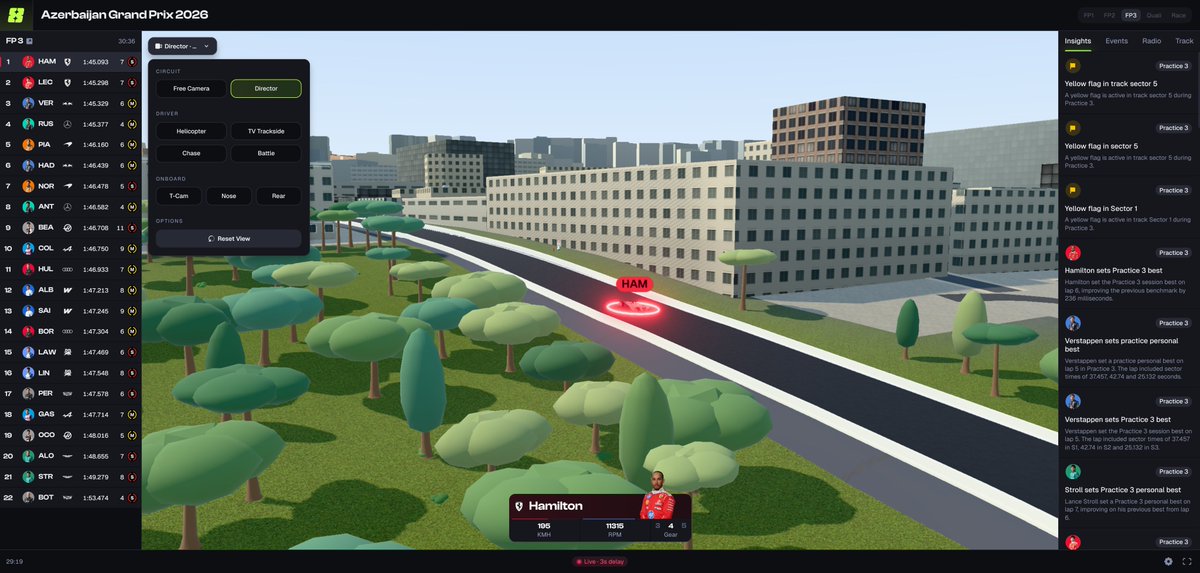 D8Agg's tweet photo. Ever wanted to choose how you watch the action on track? 🏁 🇦🇿

Jump onboard with your driver or watch from trackside. Switch between 3D views and keep up with live insights as you watch.

Watch Baku your way on D8A → https://t.co/3LnBpTqBol

#F1 #AzerbaijanGP #Baku https://t.co/XC2DiFF6oT