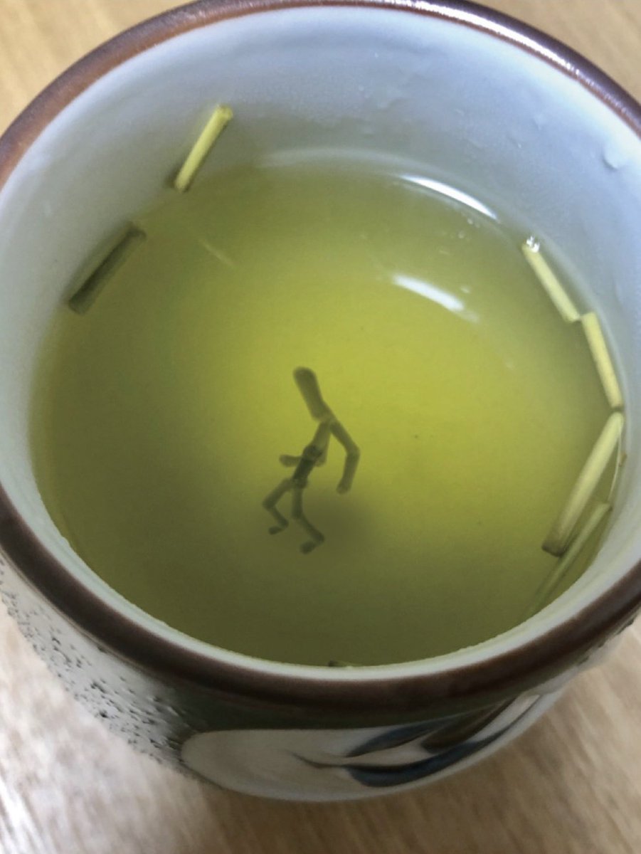 Requiem0requiem's tweet photo. みんな見て見て！
茶柱がジョジョ立ちした！ https://t.co/MB5FRPWUwb