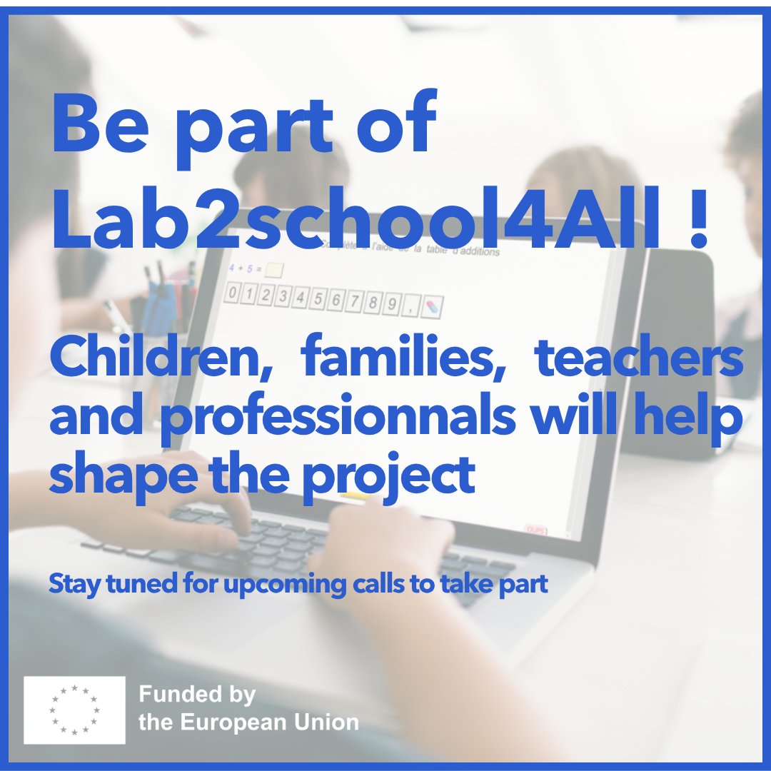 Lab2School4All's tweet photo. 👥 @Lab2School4All will be shaped by people who experience DCD every day.

Young people with DCD, families, teachers and health professionals will help identify and evaluate adaptations and share their experience.

Follow us to take part in France, the UK, Ireland &amp; Italy. https://t.co/uPjG0HfBEd