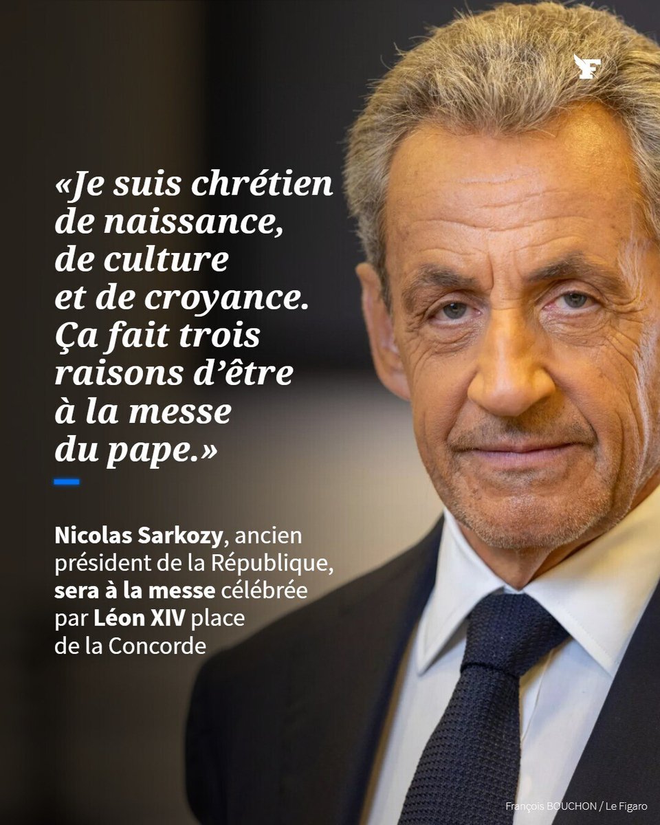 Le_Figaro's tweet photo. Nicolas Sarkozy sera à la messe papale. → https://t.co/Op1hJcrKnR https://t.co/l9wrNcMSRJ