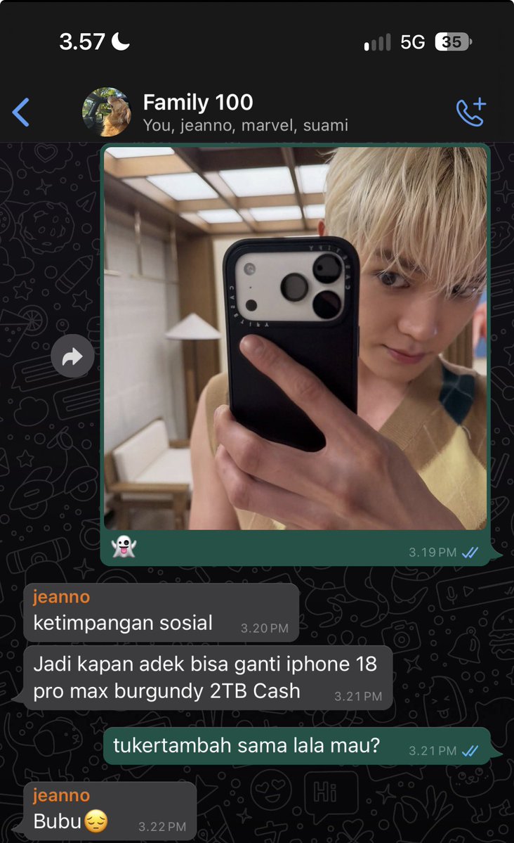CARR0TCAKE__'s tweet photo. family 100 one tweet au ep. jeanno behave pas di tinggal bubu daddy https://t.co/QfpteWh65y
