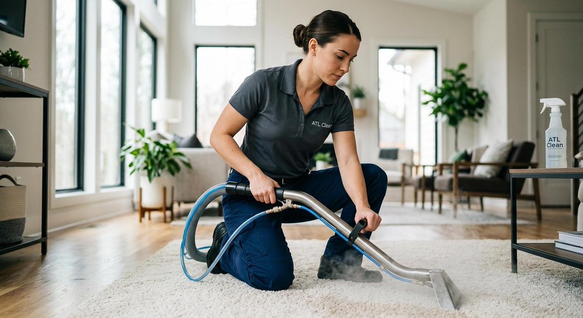 ATLCleanForce's tweet photo. Atlanta red clay clings tightly to carpet fibers, but our advanced surfactant treatments break the bond safely and completely. Restore your floors to pristine condition today. Book your service now! #ATLClean #AtlantaHomes https://t.co/dt9jYFYsbI