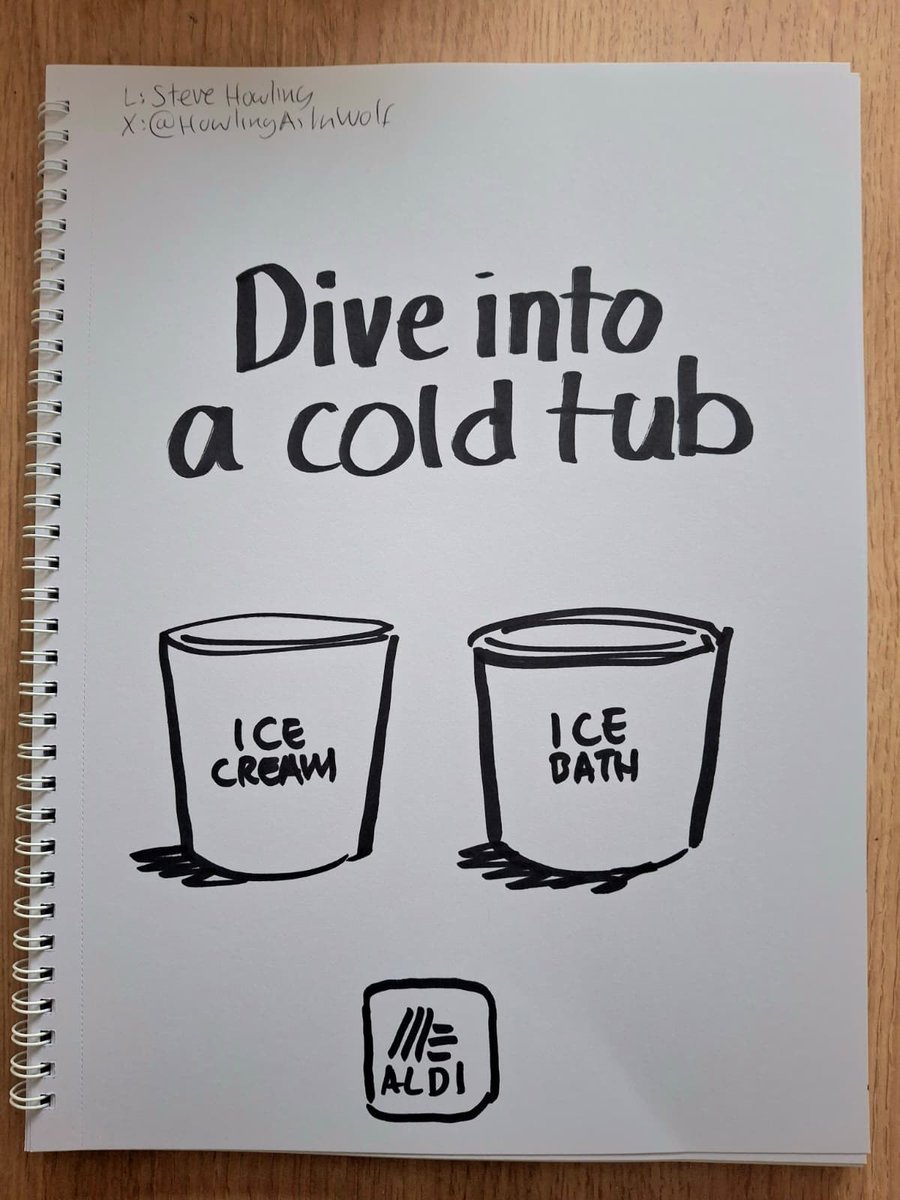 HowlingAsInWolf's tweet photo. One Minute Brief of the Day - 25/09/26 Create posters to advertise #ICEBATHS 🧊🛀🥶 @OneMinuteBriefs @AldiUK https://t.co/gBFsHsG77x