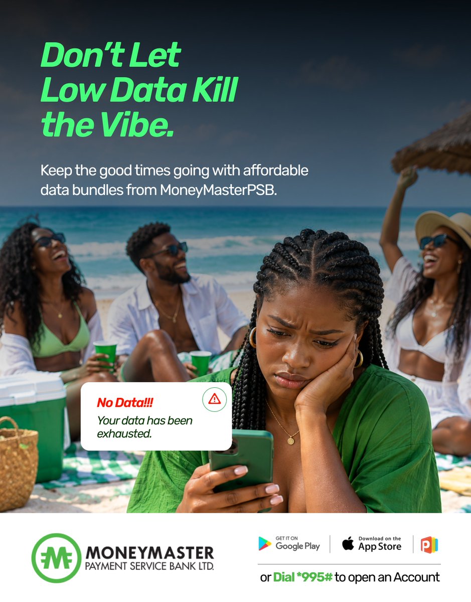 Moneymasterpsb's tweet photo. The moment is too good to pause because you ran out of data.
Whether you’re sharing laughs, posting memories, or staying in the group chat, keep the connection going with affordable data bundles from MoneyMasterPSB.
Stay connected. Keep the vibe going.
#MoneyMasterPSB https://t.co/2eS6RRuVLM