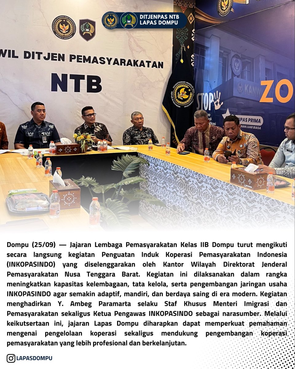 LapasDompu's tweet photo. Menuju Koperasi Mandiri dan Berdaya Saing, Lapas Dompu Ikuti Penguatan INKOPASINDO https://t.co/Kw8DhyfnVH