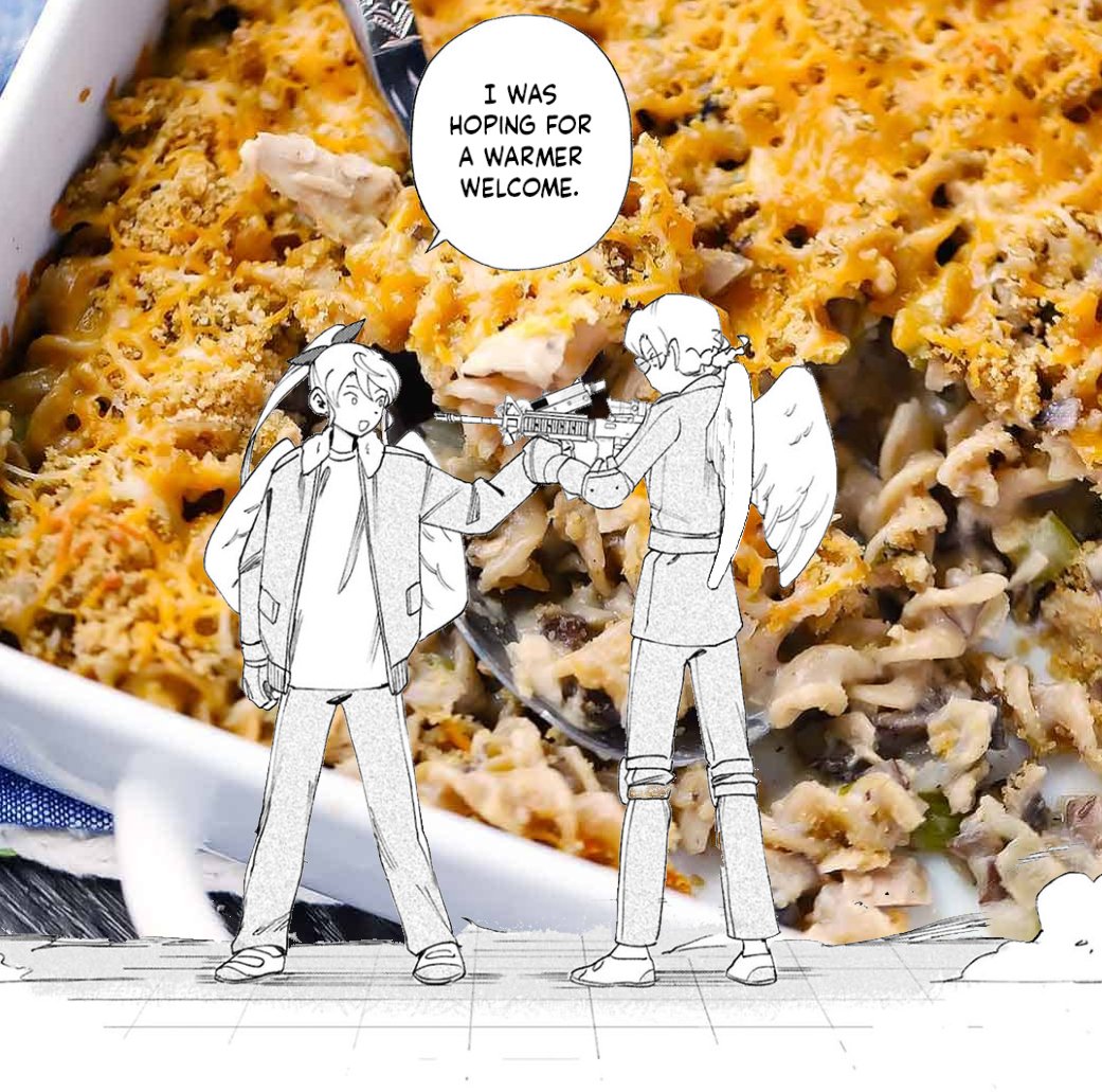 Mothdud1's tweet photo. Could Chiyo and Ena survive:my nan's tuna casserole https://t.co/9LGgnaqYTH