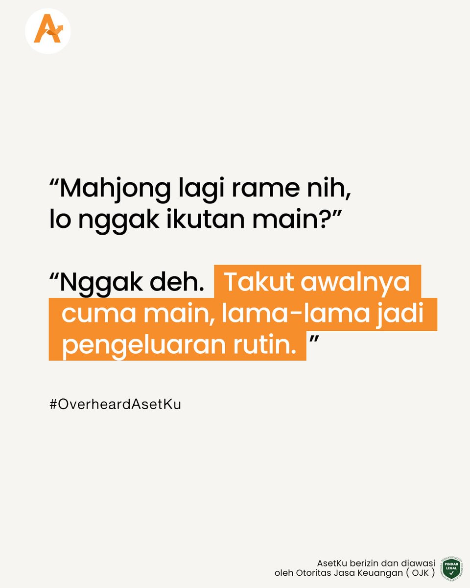 Asetku_id's tweet photo. Lagi rame bukan berarti harus selalu ikut ya, TemanKu. Apalagi kalau akhirnya malah jadi pengeluaran rutin ๐ธ
๐Jangan lupa Like, Comment & Share konten positif ini ke sosial mediamu ya!
#OverheardAsetKu
#AsetKu
#JelasBerkembang
#P2PLendingIndonesia https://t.co/DiAsn7cuc6