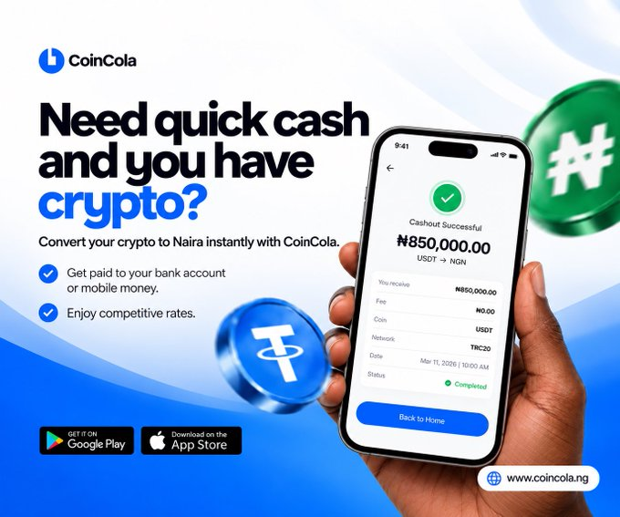 Cryptomark247's tweet photo. I have used platforms where the experience basically ends at “match buyer with seller.”

But P2P is more than matching two wallets.

◽️ What happens when payment is disputed?
◽️ Who holds the crypto?
◽️ How do you verify the trader?
◽️ What happens when you need help?

CoinCola’s model puts escrow into the trade flow while supporting KYC and local NGN markets.

That changes the experience from:
“Hope this trade goes well to follow the process and keep the trade on-platform.”

Thanks to CoinCola

#CoinColaGiftcard #CoinColaP2P