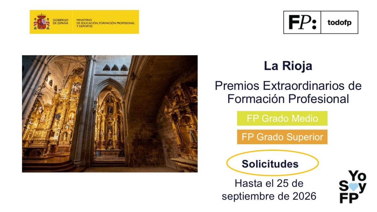 todofp's tweet photo. 🔊 #FPRioja Convocados los Premios Extraordinarios de Formación Profesional de La Rioja. #TodoFP #YosoyFP
🔴Solicitudes hasta el 25 de septiembre de 2026
🔍 https://t.co/cXliItm1TR https://t.co/Ofr4ZjPkTJ
