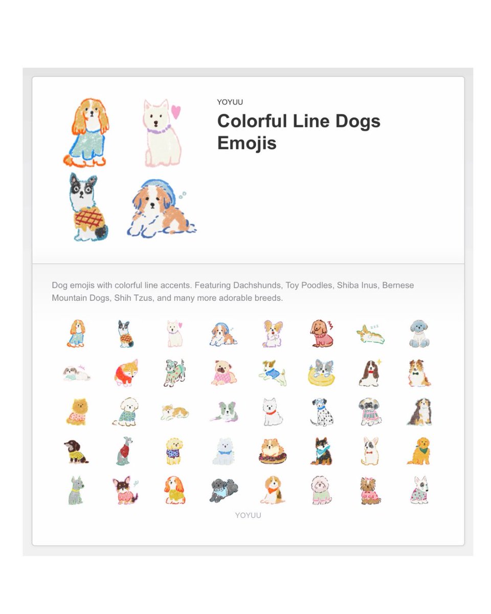 yoyuu_art's tweet photo. New LINE Emojis 🐶
カラフルな犬たちの絵文字がやっと承認されました〜🌈
よかったらチェックしてみてね✶
https://t.co/zS86m46udI https://t.co/ucSCmFhHjo