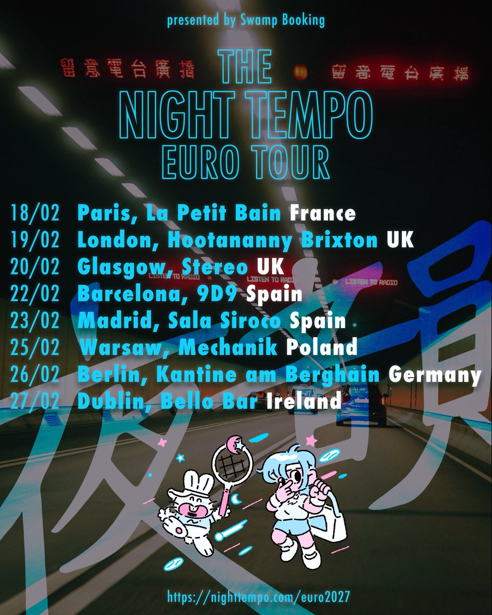 nighttempo's tweet photo. I'm finally going to Europe!!! Friends, It's no longer a dream. Let's dance to FutureFunk and City Pop🏝️✨
GET YOUR TICKETS HERE : https://t.co/d1wiAyUrmV https://t.co/5ylfdJVxOV