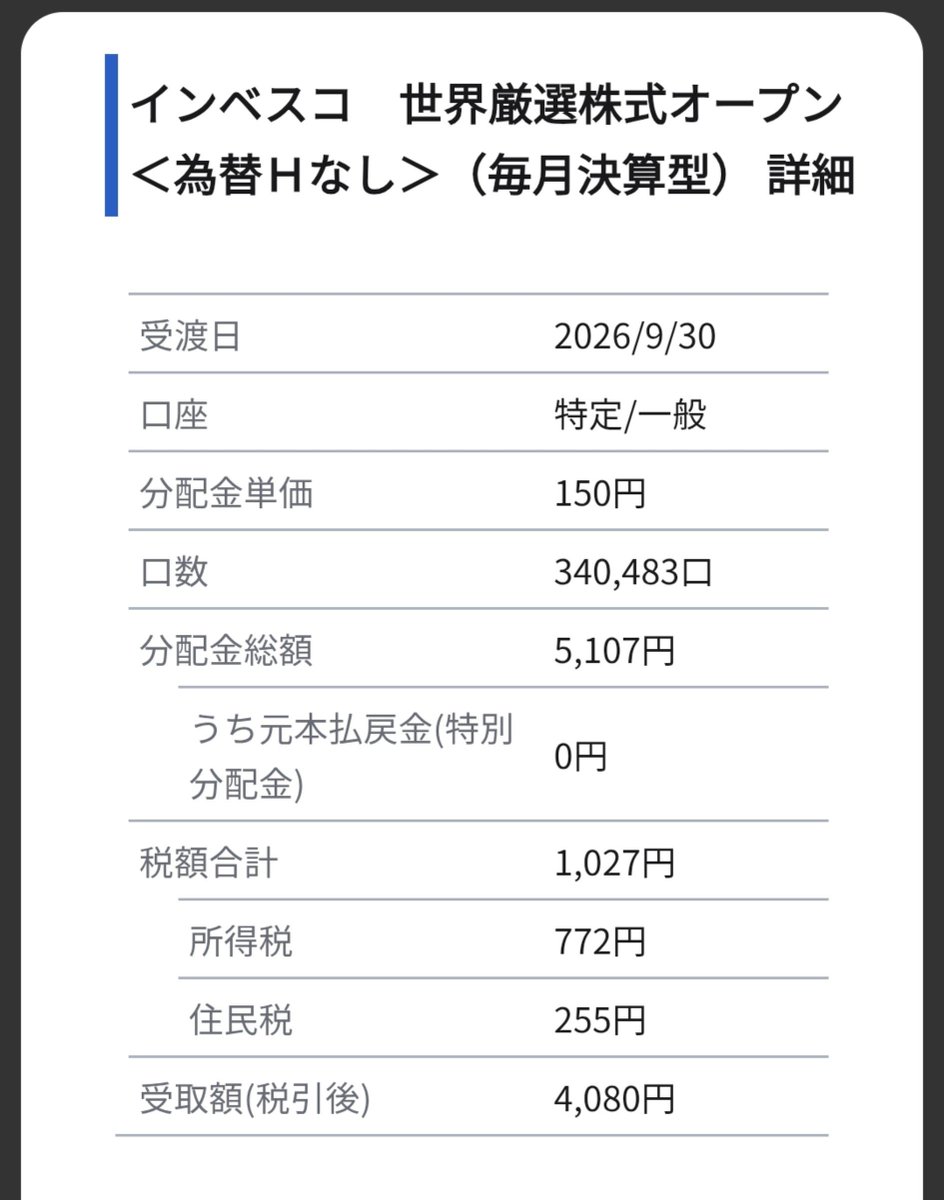 stroborash's tweet photo. インベスコ・fang+から分配金
松井証券分は特別分配金に https://t.co/5HMXDpIBaP