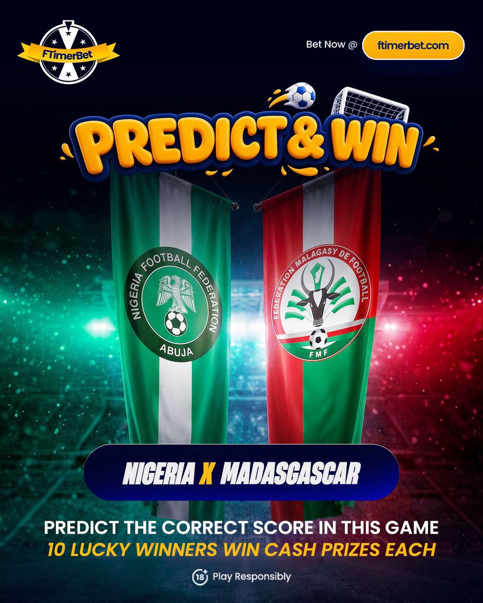 pbtips_'s tweet photo. Nigeria vs Madagascar 
Predict the scoreline and win cool cash prizes 
Sponsored by @FTimerBet 
Repost and must be following https://t.co/RfkSddWYhS