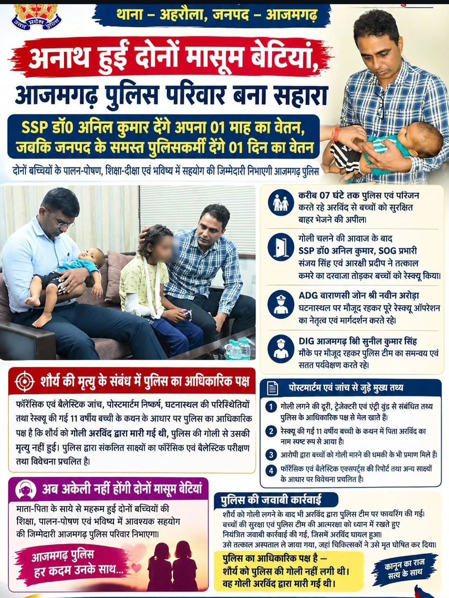 AdarshDubey008's tweet photo. My deepest condolences to the affected families of this tragic incident in Ahraula Azamgarh Heartfelt appreciation to SSP Azamgarh Dr. Anil Kumar Sir for providing financial assistance to all three families and taking responsibility for the education,
1/2 #Azamgarhpolice https://t.co/dDGFdBXzlE