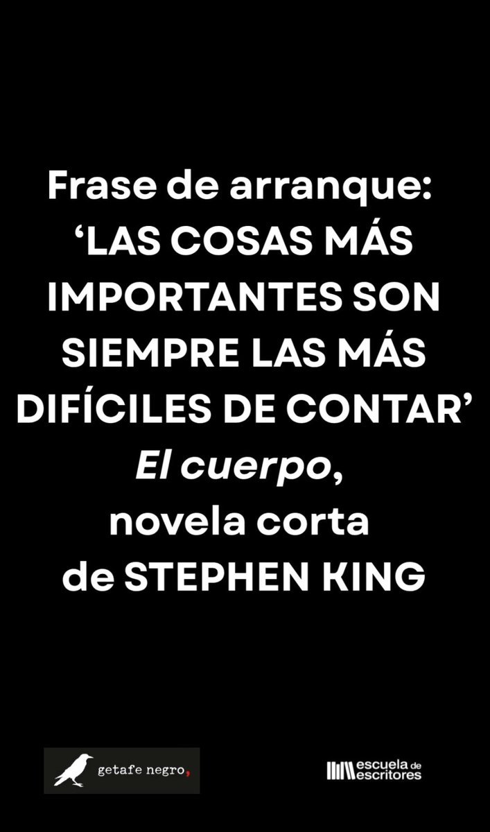 getafenegro's tweet photo. 📢 ¿Te animas a participar en nuestro ya clásico concurso de #microrrelatos organizado con @deescritores y @aytogetafe?

Este año, toca inspirarse en la novela corta 'El cuerpo' de #StephenKing ⬇️
📅 Envíalo hasta el 19 de octubre
Bases y formulario ⬇️
https://t.co/gmvq8fPtYt https://t.co/YZWXCNC3iZ
