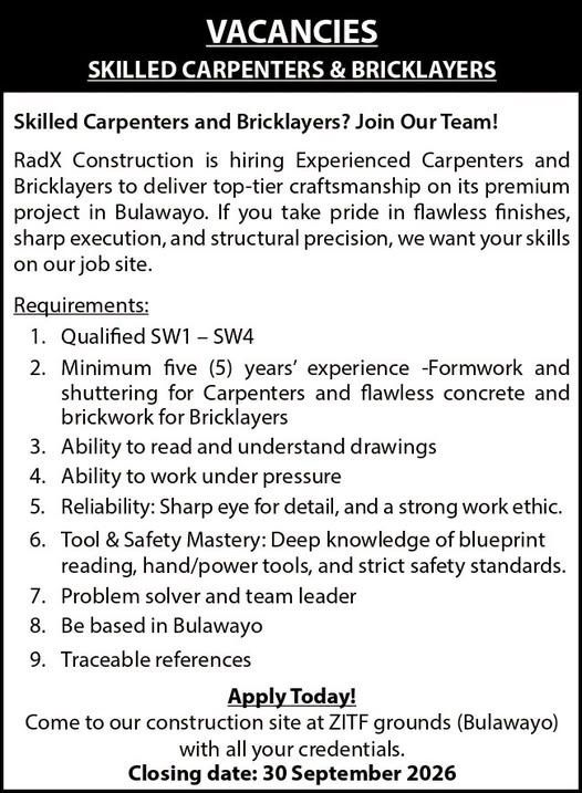 ZITF1's tweet photo. Are you a skilled carpenter and Bricklayer? 
Now is your chance to get involved in the Fairgrounds Retail Center. https://t.co/1KBsI9HCA4