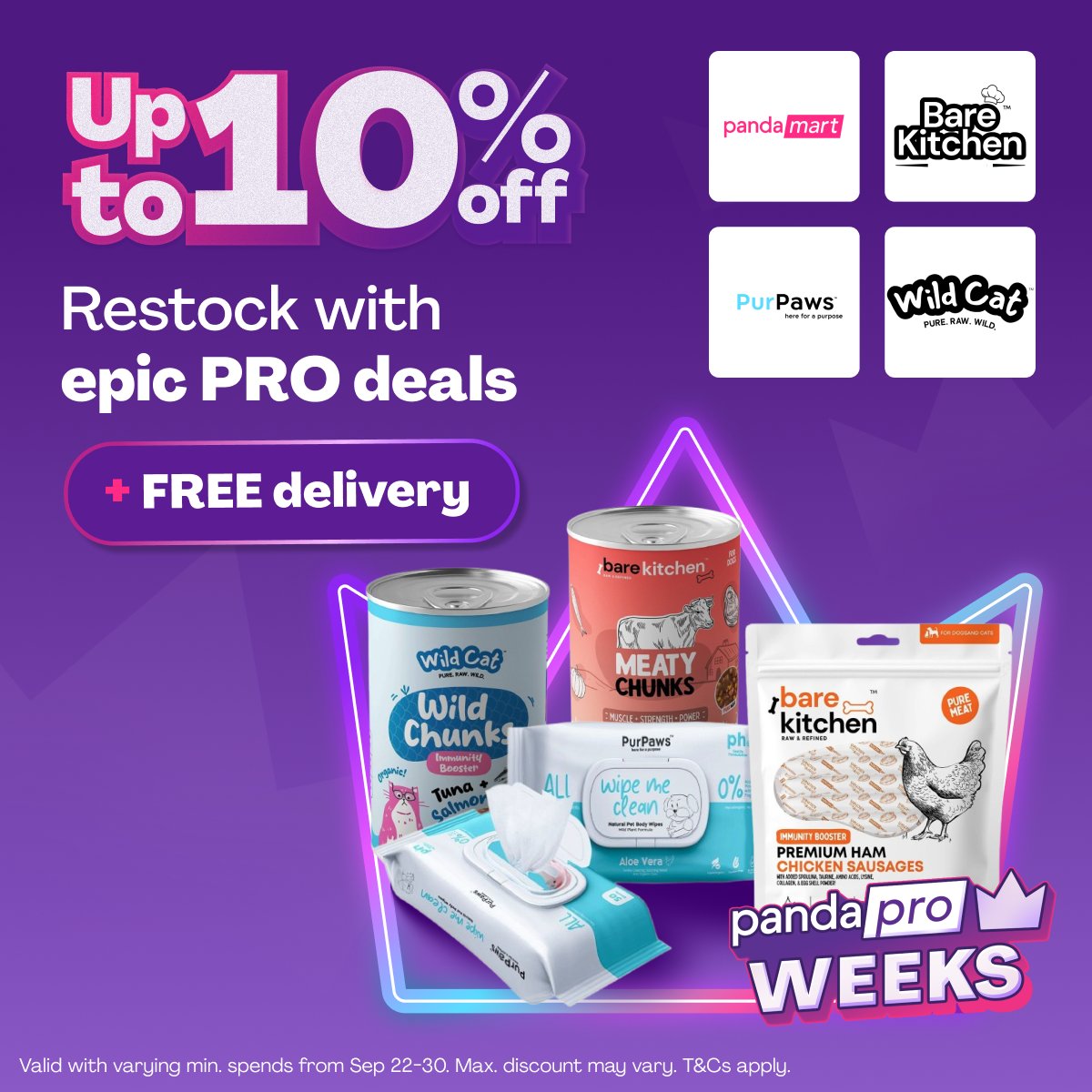 foodpandaPH's tweet photo. Get up to 10% OFF + FREE delivery today! 🐶🐱

Show your furry friends some love with Wild Cat, PurPaws, and Bare Kitchen goodies! 🐾 https://t.co/J7NTXnbW7c