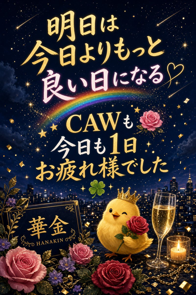 junk50106616's tweet photo. 明日は今日よりもっと良い日になる🌈
CAW も🌹✨
今日も1日お疲れ様でした♪
✨🍻🎶 ｶﾝﾊﾟｰｲ

華金を思いっきり楽しんで下さい🌃✨

楽しんだ後は、
ごゆっくりお休み下さい😃✨🌙✨
また、明日も宜しくお願いします🌻🌈 https://t.co/gu2IDnIz16