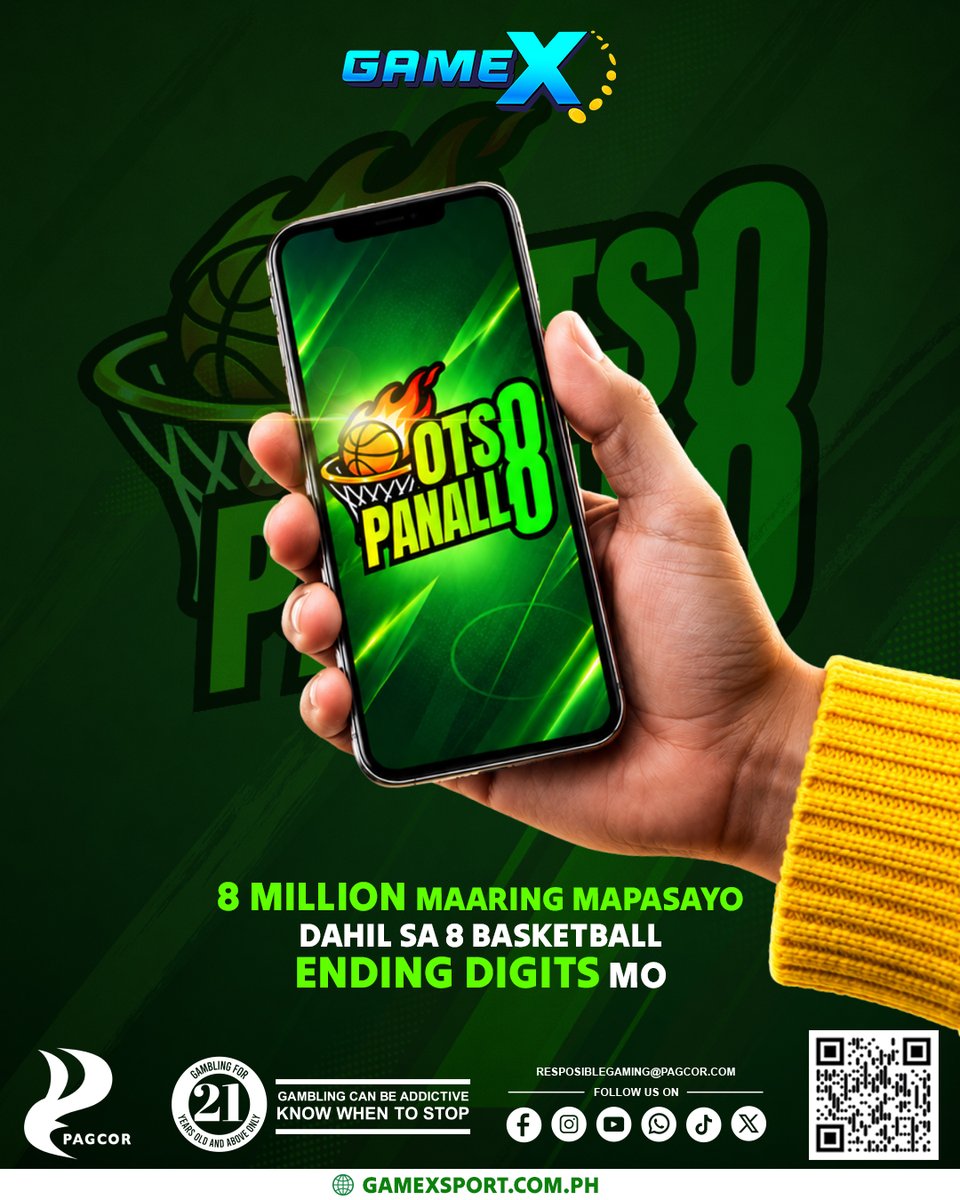 GamexSports's tweet photo. 8 basketball ending digits mo, G! mo na.
Get ready for October 21!
NBA Opening and the start of OTSO PANALO, with up to 8MILLION in prizes.
Sugod na sa https://t.co/2IjFxIRpMK
#OTSOPANALO
#basketballending
#gamexsports https://t.co/WRzjsAmQv7