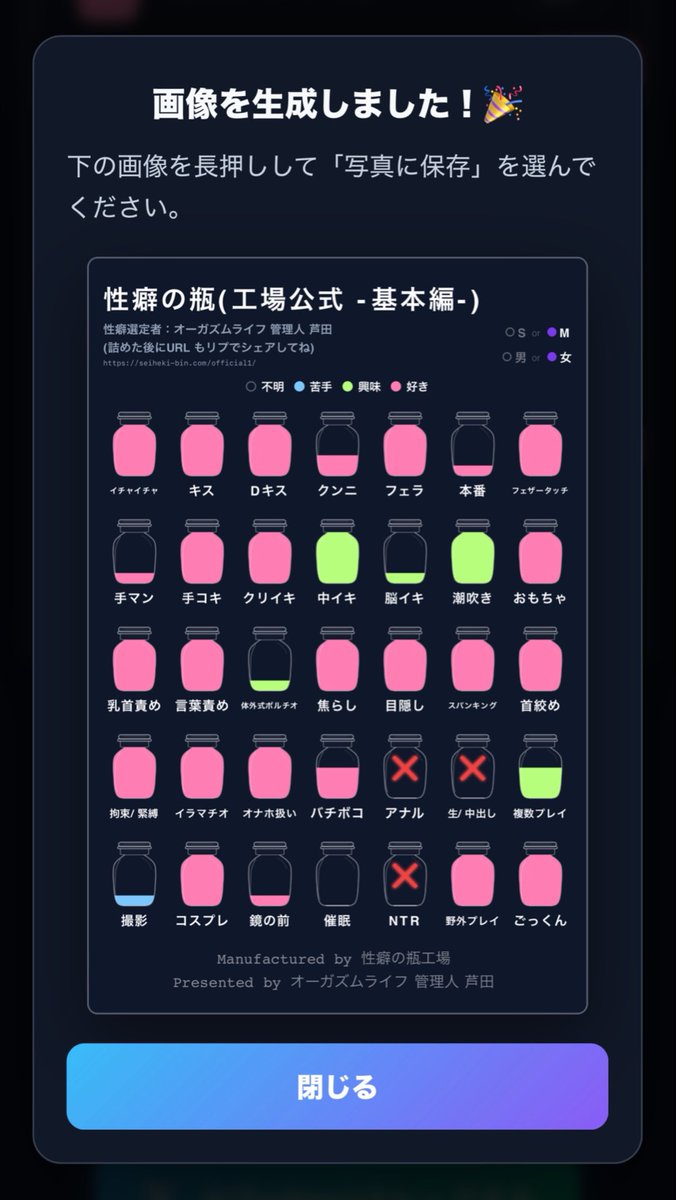 de6chan's tweet photo. 性癖の瓶久しぶりにやったけどあんま変わってないかも https://t.co/4gst8Px1tT