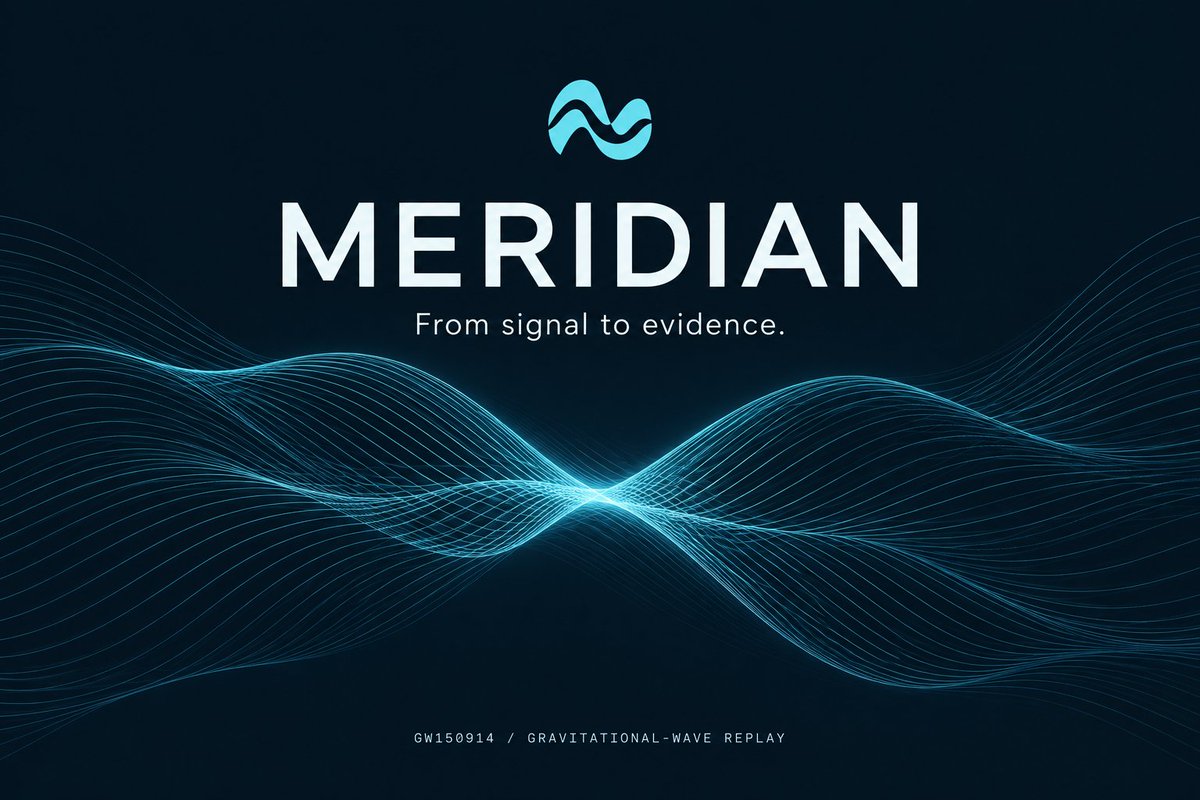 MeridianGWLab's tweet photo. Meet MERIDIAN.
Replay real gravitational-wave data. Compare analyses. Reproduce the results.
Starting with GW150914, with optional wallet signatures and onchain receipts for each report.
Every result should leave a trail back to the data. https://t.co/lB9IiTh8qH