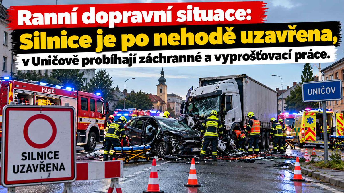 CzHasici's tweet photo. Ranní dopravní situace: Silnice je po nehodě uzavřena, v Uničově probíhají záchranné a vyprošťovací https://t.co/bOMFZgDLE9
🚗 Ranní dopravní situace: Nehody se zraněním, vyprošťovací práce a uzavřený pruh na Pražském okruhu #doprava #policie #nehody #uzavírky #zásahy #HasičiCZ https://t.co/M7uqcHxZNR