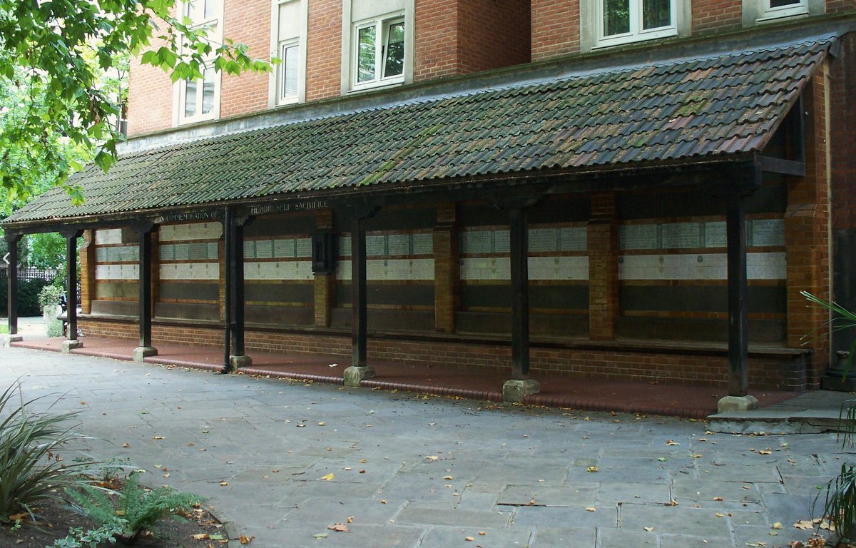 patrickc's tweet photo. The small Memorial to Heroic Self-Sacrifice in London's Postman's Park is quite moving: an assembly of earnest Arts and Crafts tiles commemorating people who died saving the lives of others.

George Watts, the creator, in 1887: "My proposal, as you know, is plainly this: that the memory of the deeds of heroism constantly recurring in our everyday life should be perpetuated and honoured as such deeds should, for they illustrate the character of our people as a nation of great acts." And elsewhere: "It is a great pity that they should only receive the recognition of a newspaper paragraph, and be forgotten next day."

I'm often struck by how figures in this period across many countries seem solemnly concerned with the character of the nation.