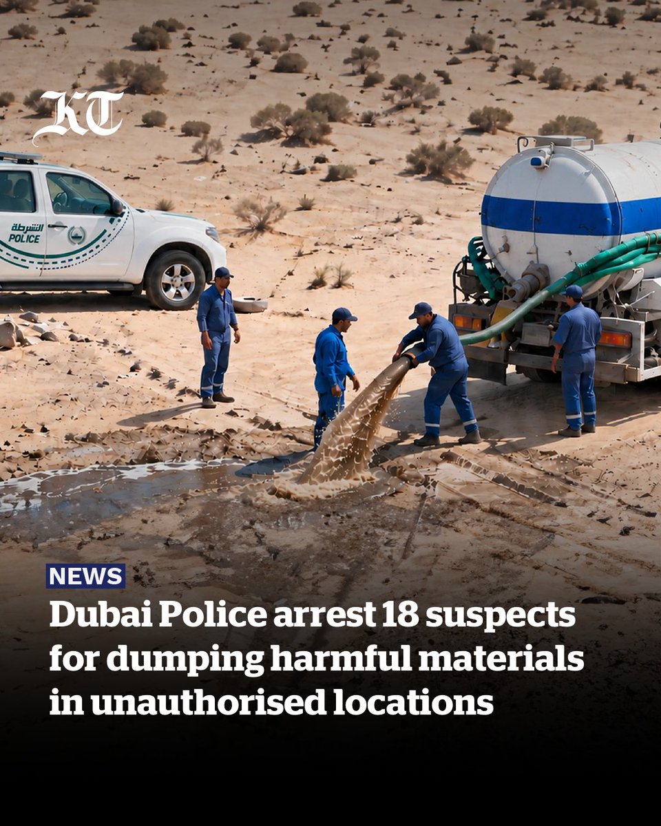khaleejtimes's tweet photo. .@DubaiPoliceHQ has taken legal action against 18 suspects and seized 17 tankers for illegally disposing of #harmful materials, including sewage and petrochemical waste, outside designated locations across the emirate.
https://t.co/O3f0GisguD https://t.co/mIWhNnoAlf