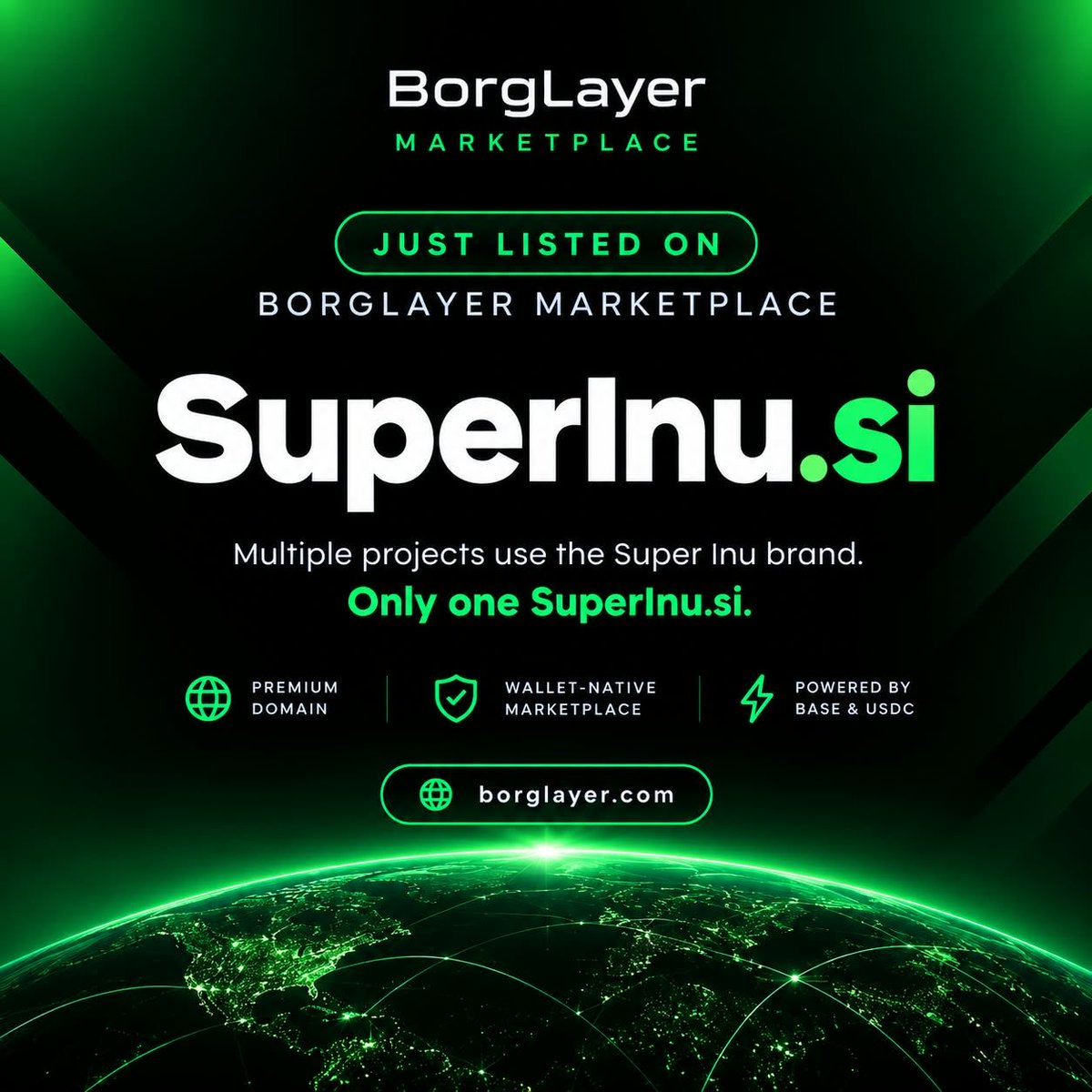 Borglayer's tweet photo. Just listed on BorgLayer Marketplace:
https://t.co/9nOs7KnZbg
Multiple projects use the Super Inu brand.
Only one https://t.co/9nOs7KnZbg.
🌍 https://t.co/4NZoZjvpwq
#SI #Domains #Crypto https://t.co/Dk2xkAGG0J