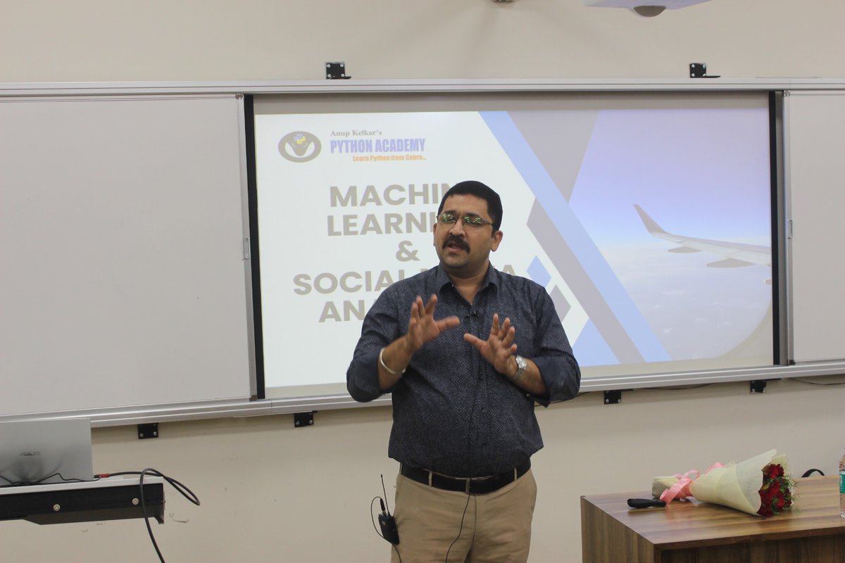 PythonAcademy's tweet photo. Delivered a guest lecture on ML + Social Media Analytics for PGDM students at IMT Nagpur — live demos, real tweets, zero code needed. Thanks Dr. Vikas Choudhary for the invite! #MachineLearning #IMTNagpur #AI #PGDM https://t.co/0hkWeU2Ix7