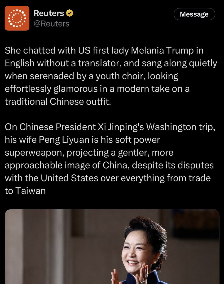 RonFilipkowski's tweet photo. The Chinese First Lady is more fluent in English than the American First Lady. https://t.co/WJQgdFXjw7